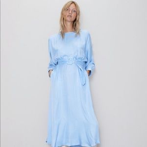 Light blue midi satin dress